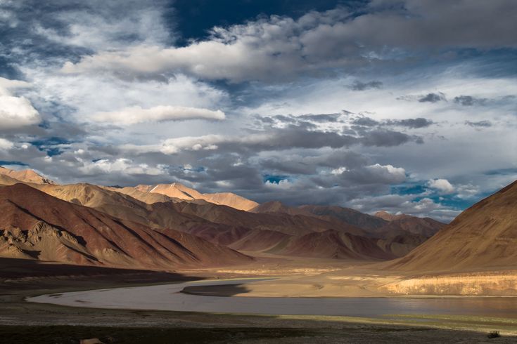 Hanle village and mountains at dusk