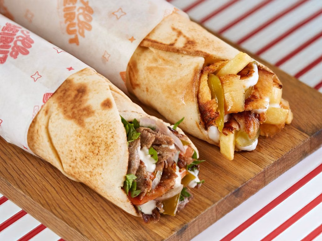 Shawarma being prepared at a Dubai street food stall