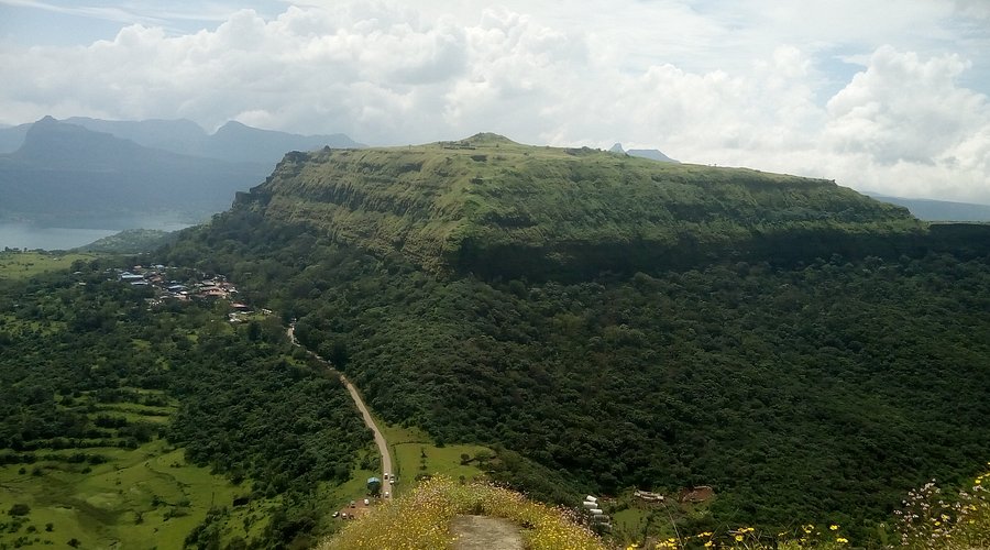 Visapur fort plateau in monsoon