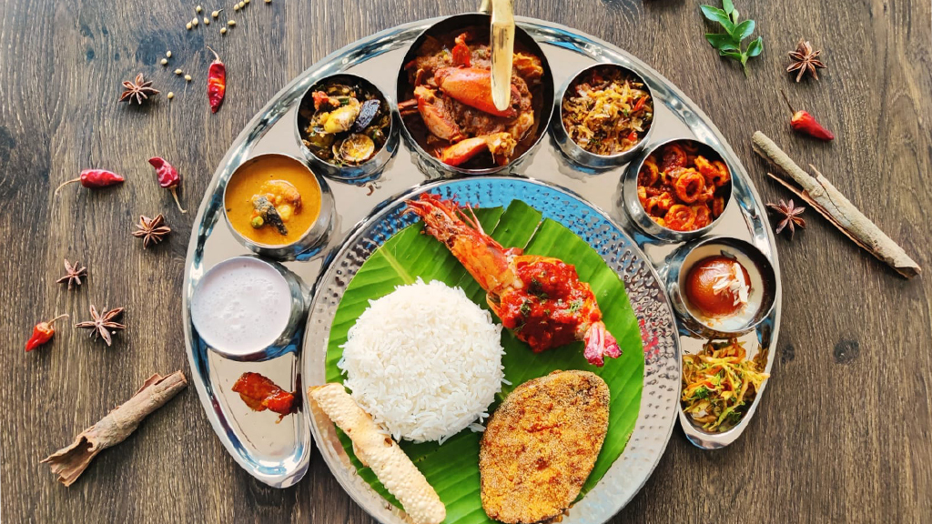 Traditional Goan seafood thali