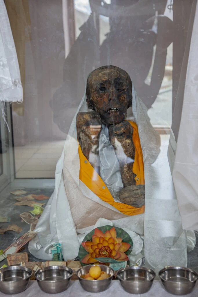 500 year old mummy at Gue Monastery Spiti Valley
