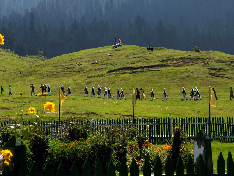 Meadow walking trail in Gulmarg during July