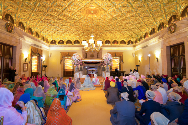 Visitors covering heads at Gurudwara Bangla Sahib Delhi