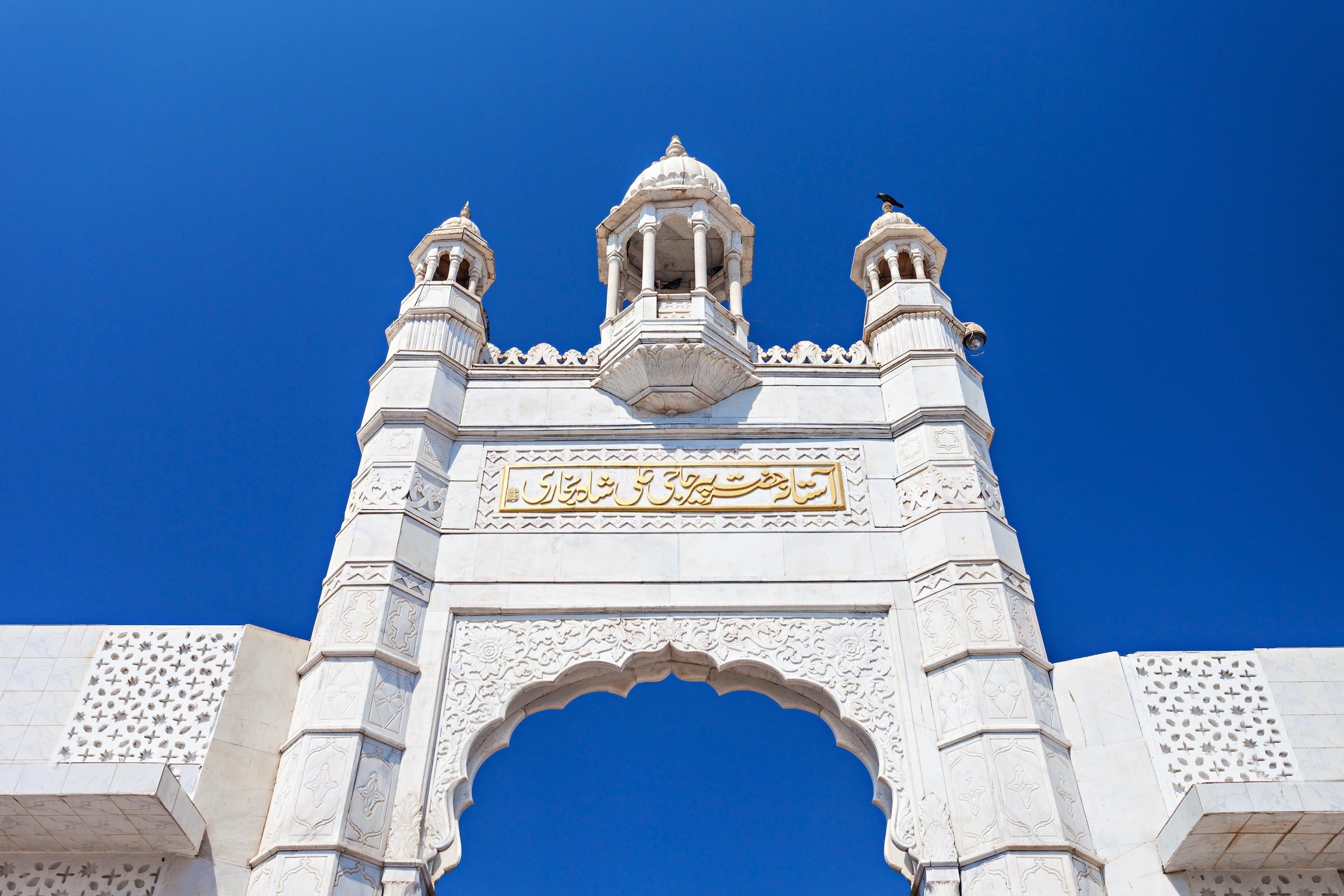 Intricate marble architecture and mirror work at Haji Ali Dargah