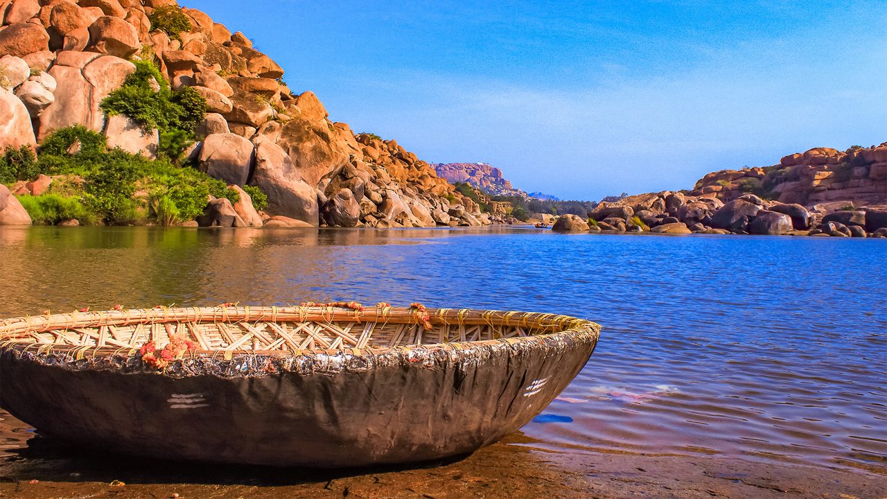 Coracle ride on Tungabhadra River Hampi