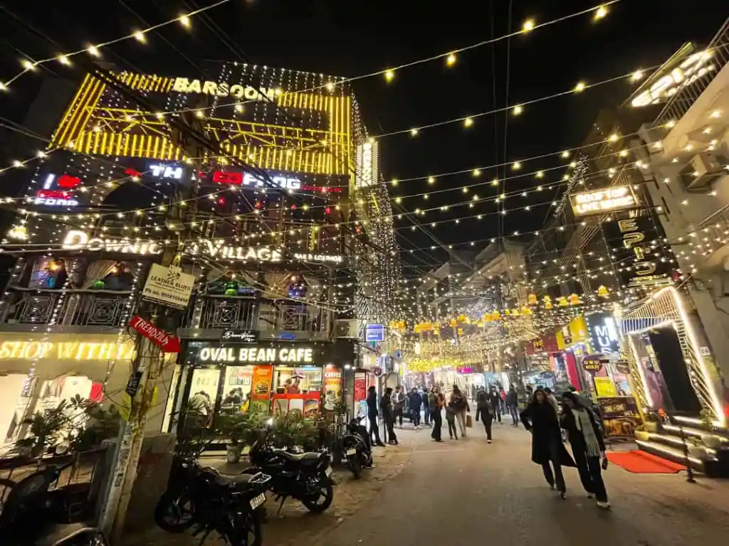 Night view in Hauz Khas Village lanes