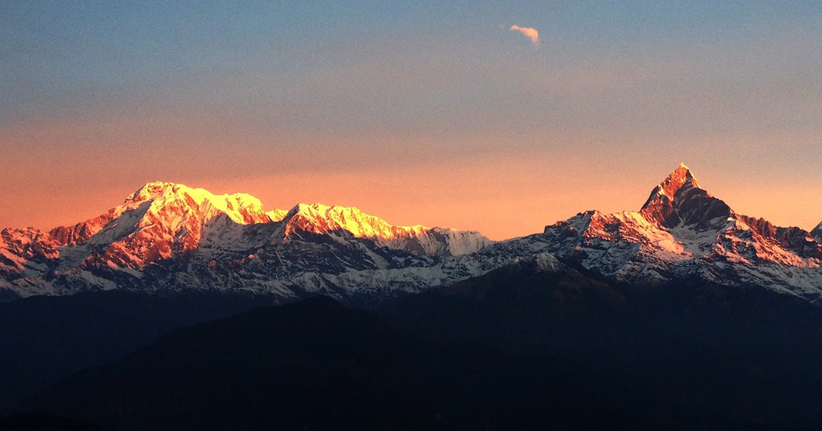 Sunset ridge silhouette in the Himalayan foothills
