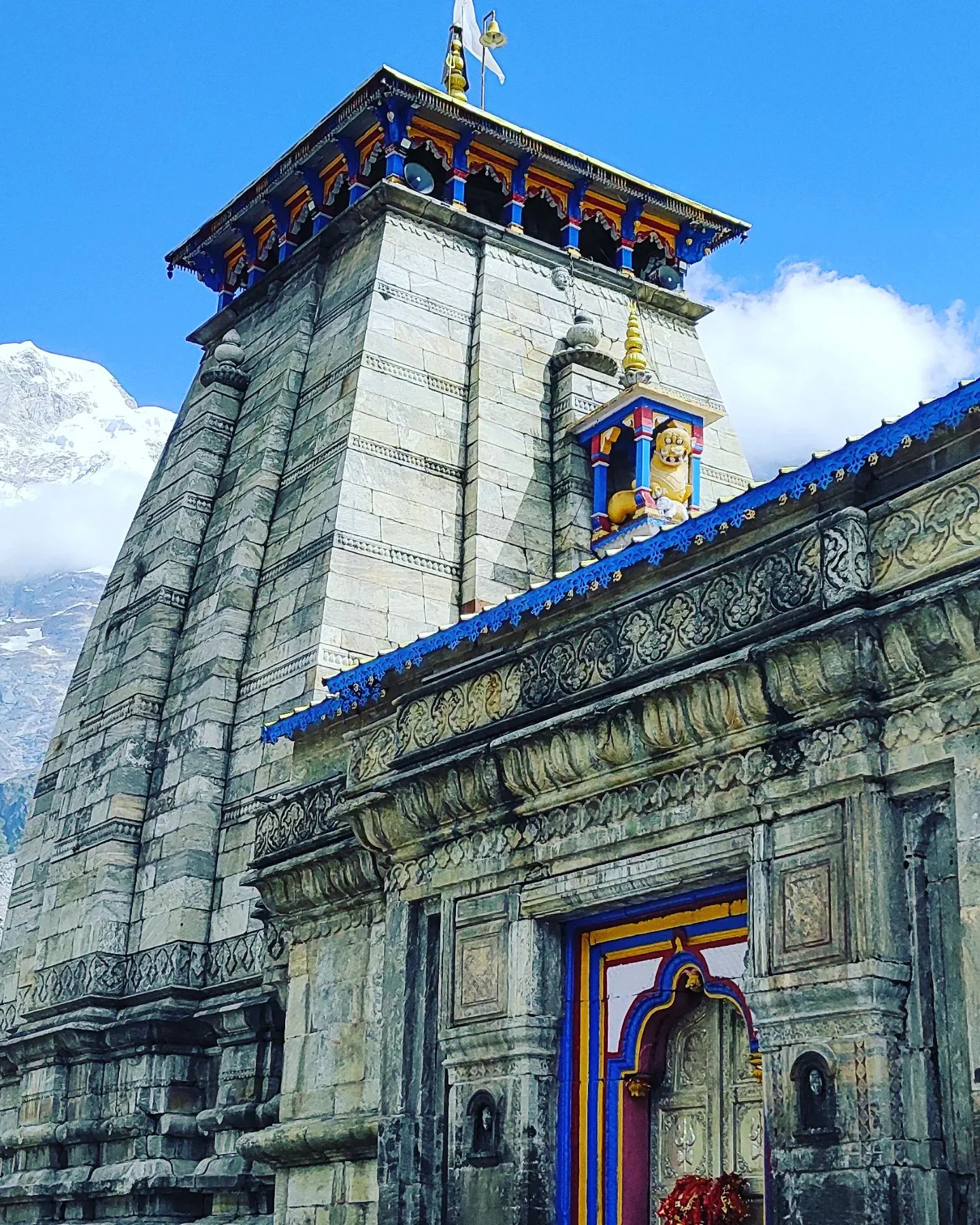 Kedarnath temple stone architecture close view