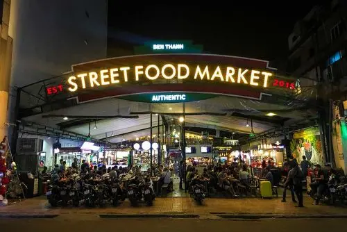 Street movement near Ben Thanh Market in Ho Chi Minh City