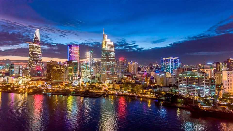 District 1 skyline view in Ho Chi Minh City Vietnam