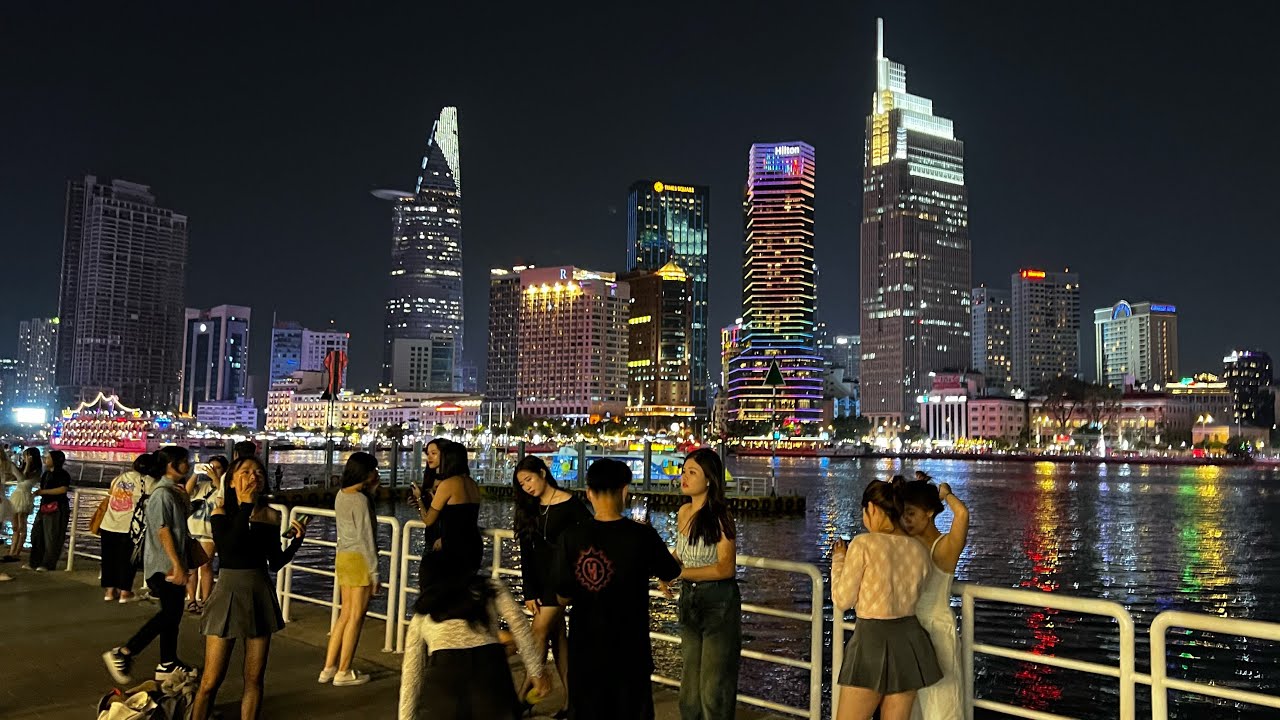 Evening riverfront atmosphere in Ho Chi Minh City
