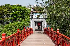 The Huc bridge and Ngoc Son Temple at Hoan Kiem Lake