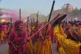 Holi celebration at Krishna Janmabhoomi in Mathura