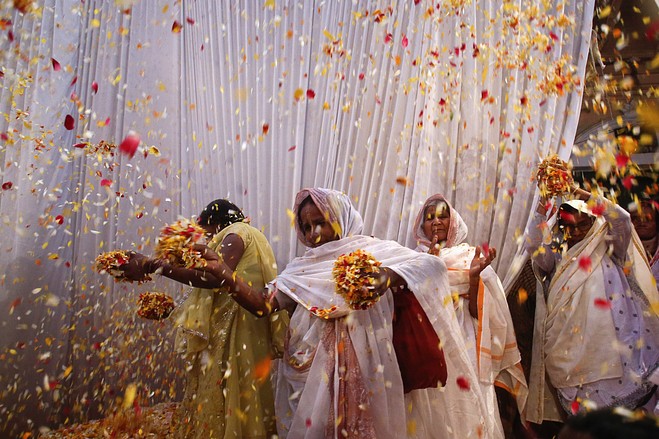 Widows Holi celebration in Vrindavan