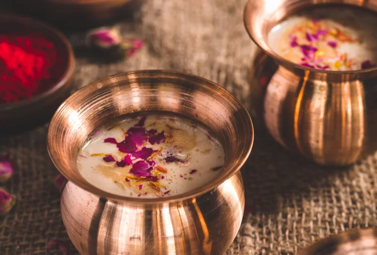 Traditional Holi sweets and Thandai in Barsana