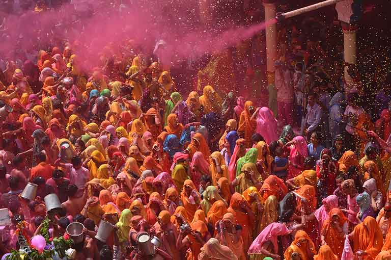 Holi celebration by the Ganges in Rishikesh