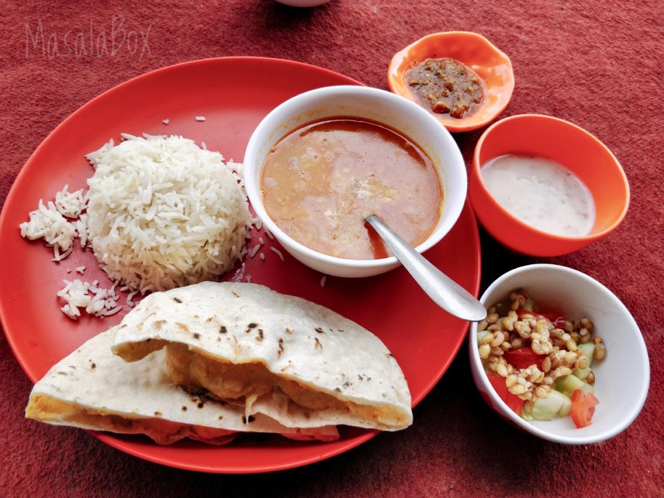 Home-cooked Spitian meal served at a Kaza homestay