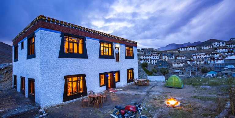 Evening mountain view from a village homestay in Spiti Valley