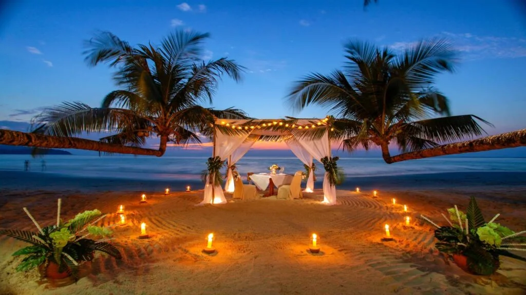 Candlelight dinner setup for couple in Andaman