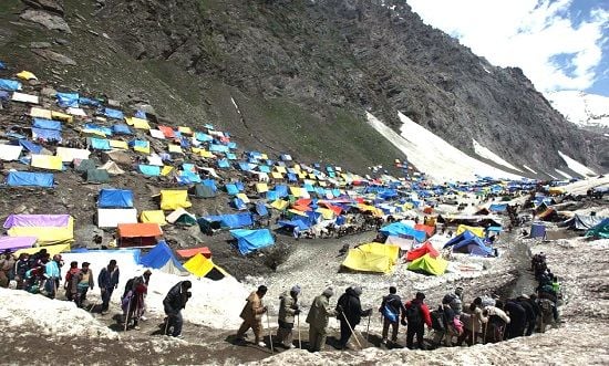 Pilgrim tent camps on Amarnath route