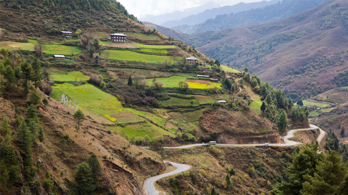 Scenic road journey to Bhutan
