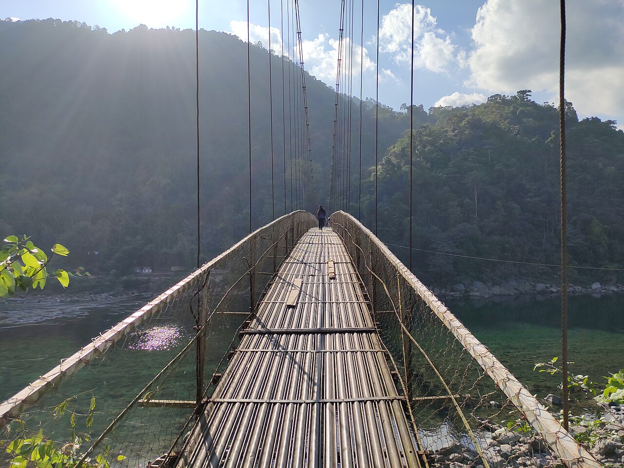 Bridge and river valley view in Dawki region