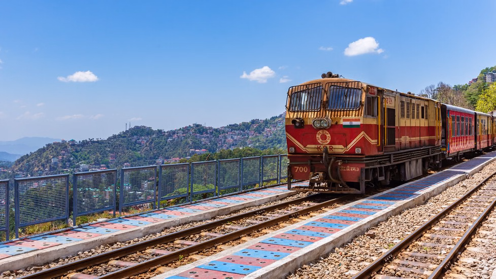 Narrow gauge train in Himachal Pradesh hills