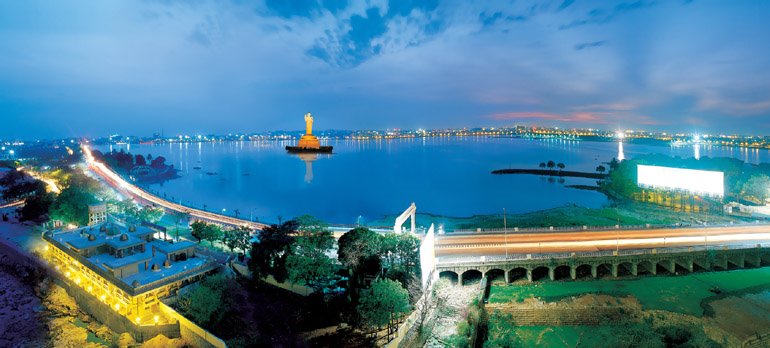 Necklace Road view near Hussain Sagar
