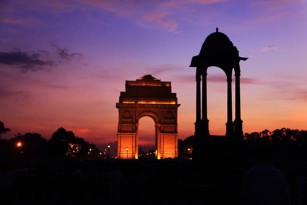 Night illumination scene at India Gate
