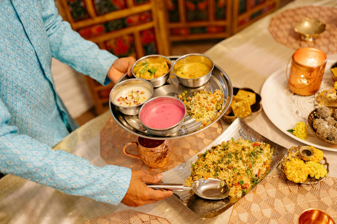 Vegetarian Indian thali served in Vietnam
