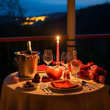 Romantic honeymoon dinner by the beach