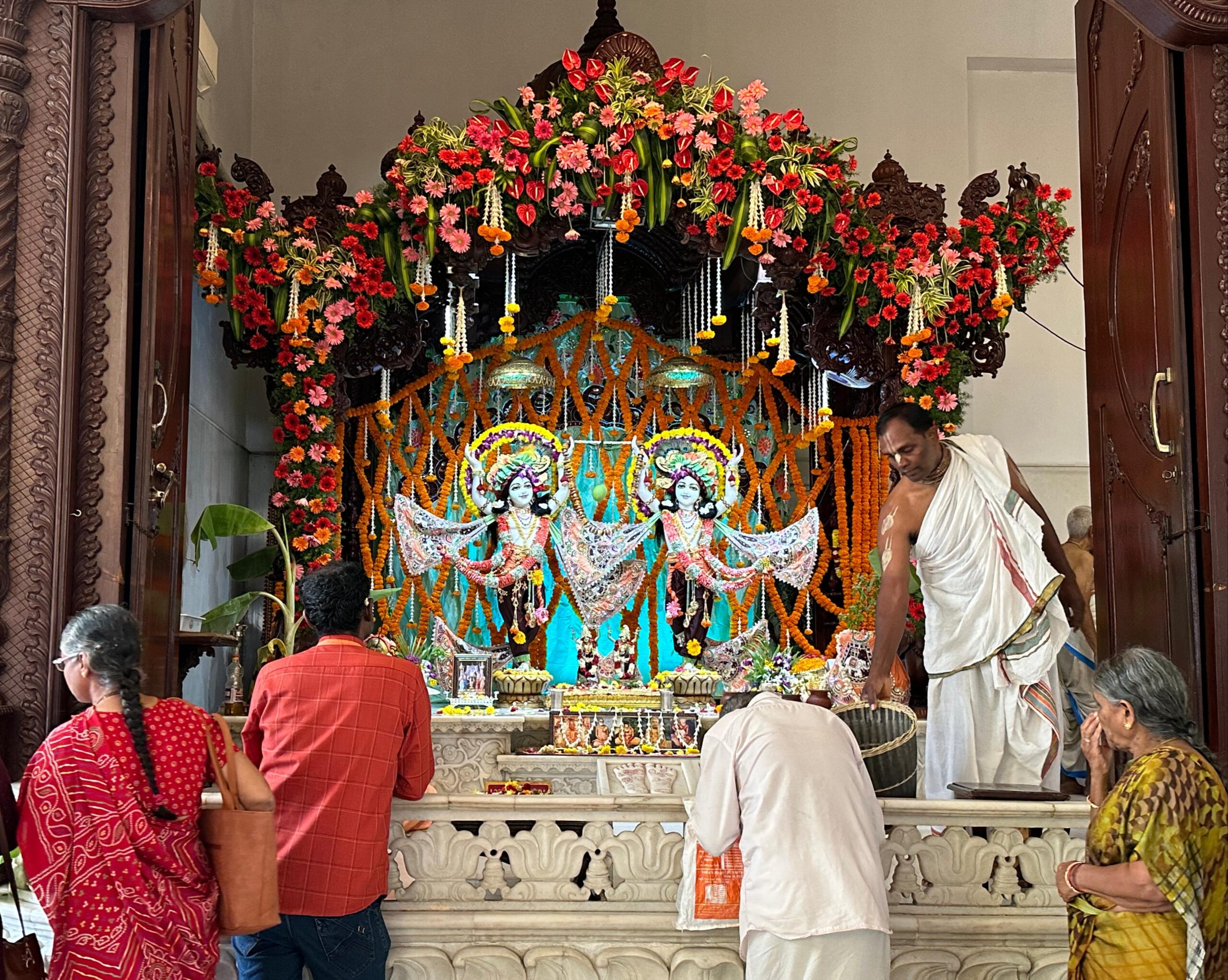 Evening aarti atmosphere at ISKCON Temple Chennai