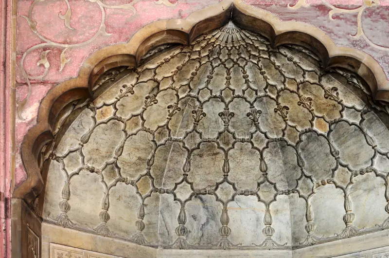 Architectural arch detail inside Jama Masjid Delhi