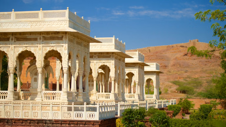 Intricate marble carvings at Jaswant Thada