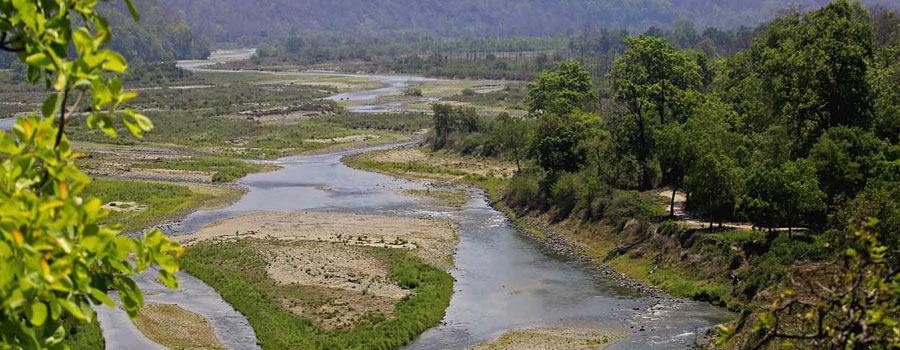 Jim Corbett National Park landscape with river and forest