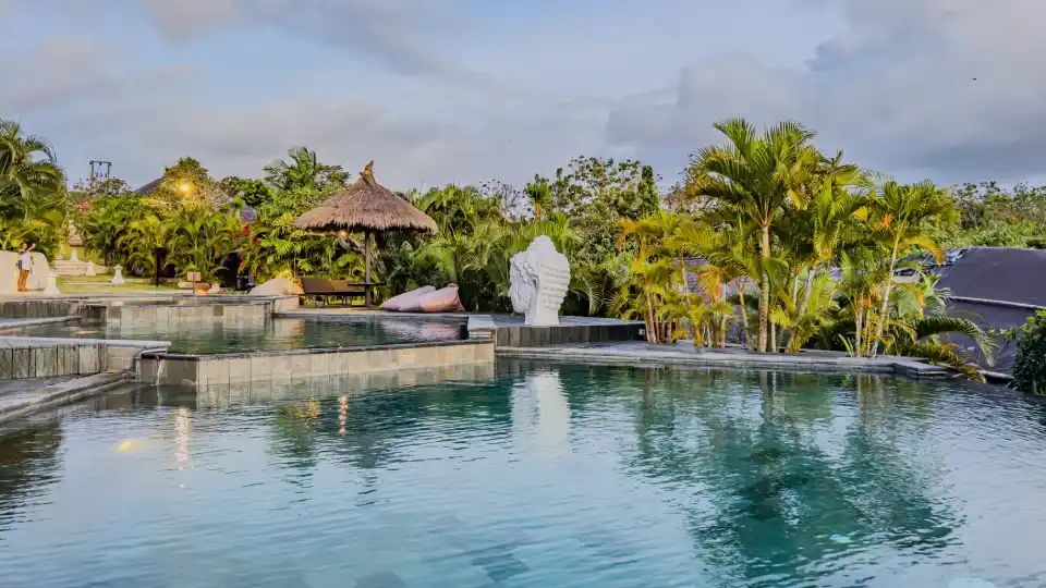 Family-friendly swimming area at Jimbaran Beach Bali