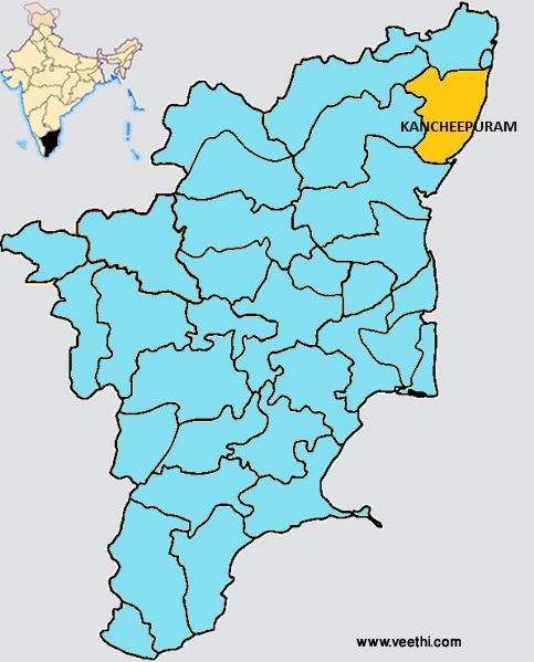Map showing Kanchipuram's location in Tamil Nadu