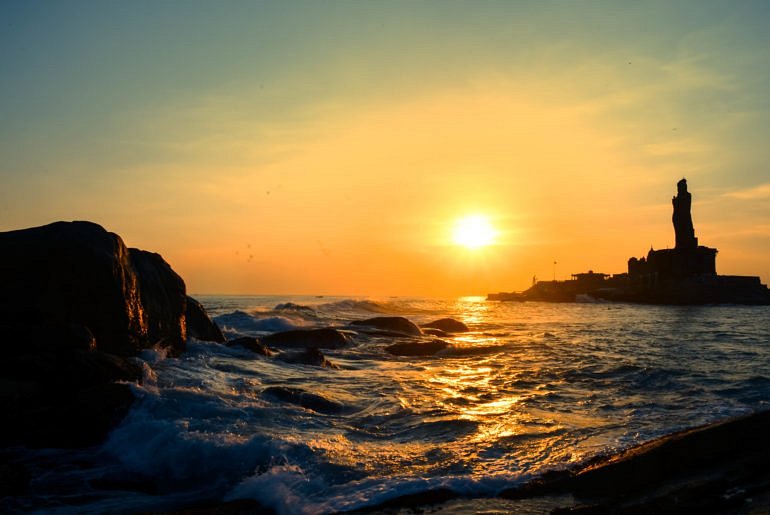 Beautiful sunset at Kanyakumari