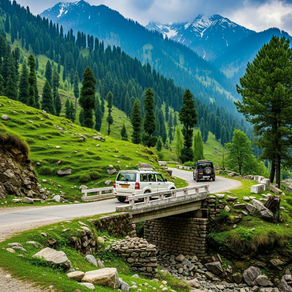 Taxi route through Kashmir valley road