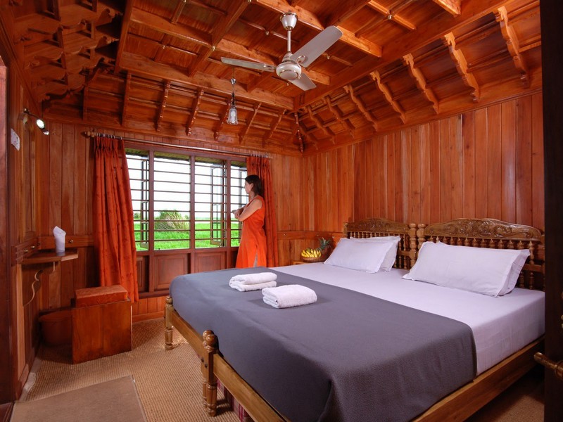 Luxury houseboat interior in Kerala backwaters