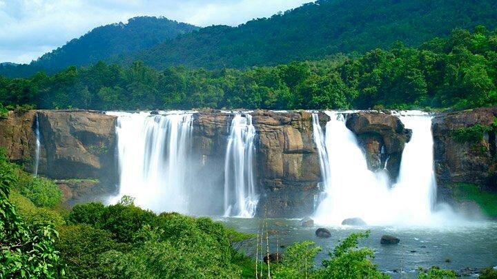 Athirappilly waterfall in Kerala during June monsoon