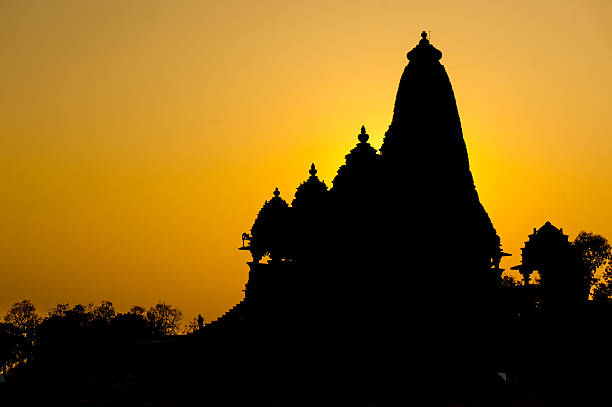 Khajuraho Temple Silhouette at Sunset