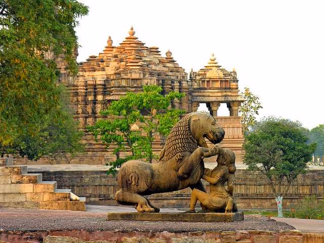Sunset over Khajuraho temples