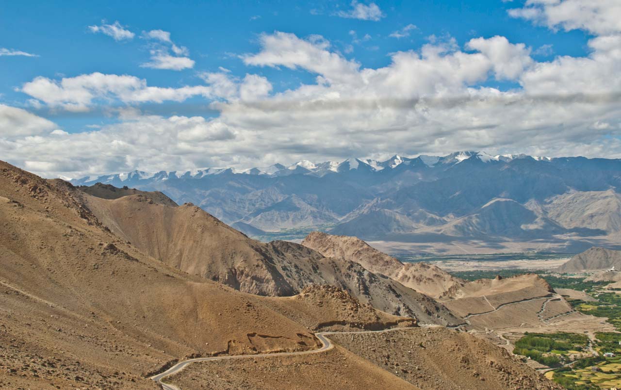 Route descending from Khardung La toward Nubra Valley
