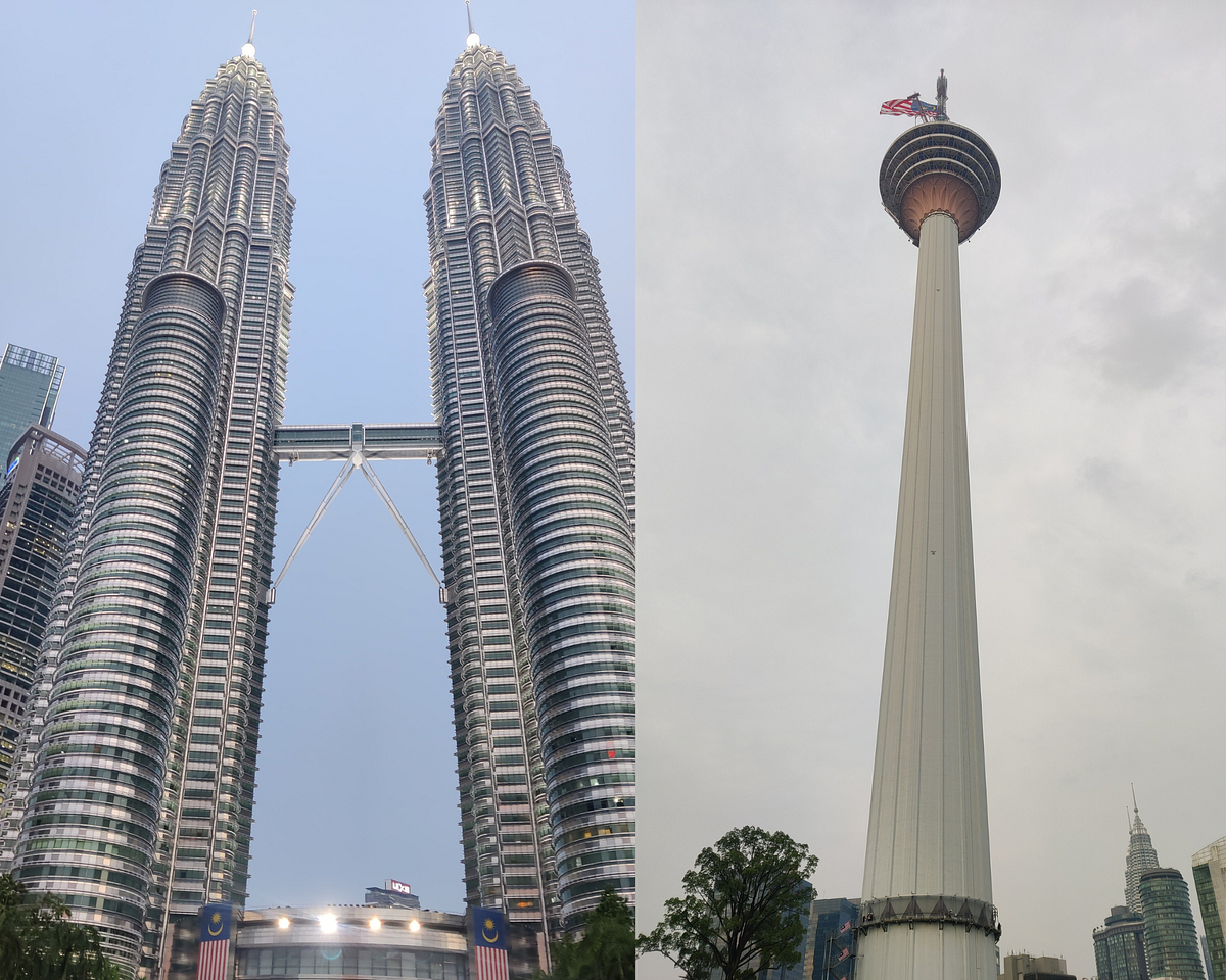 KL Tower and Petronas skyline comparison view in Kuala Lumpur