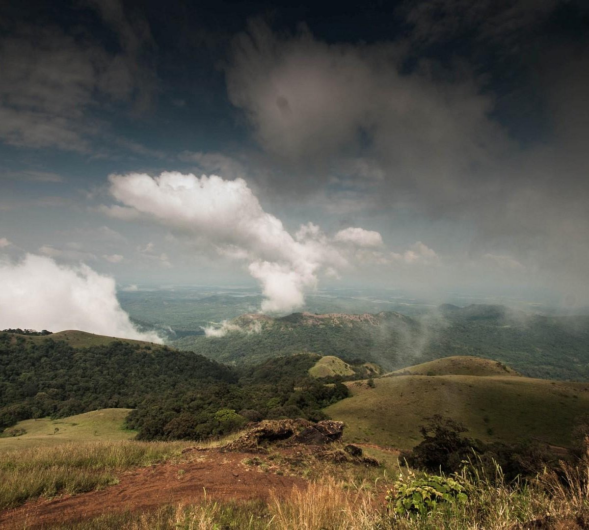 Ridge and valley panoramic view on Kodachadri Trek
