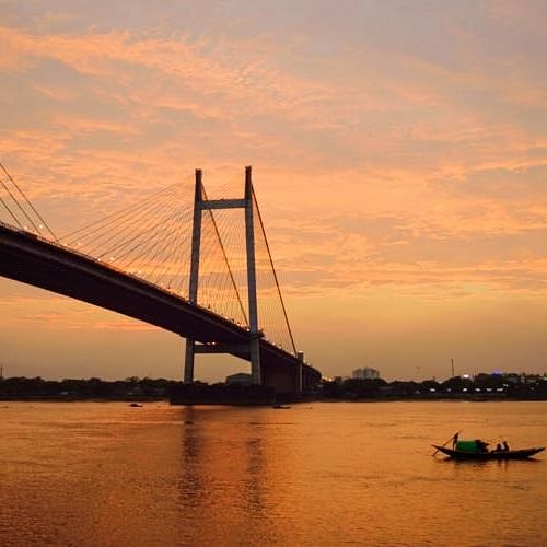 Sunset atmosphere near Kolkata riverside zone