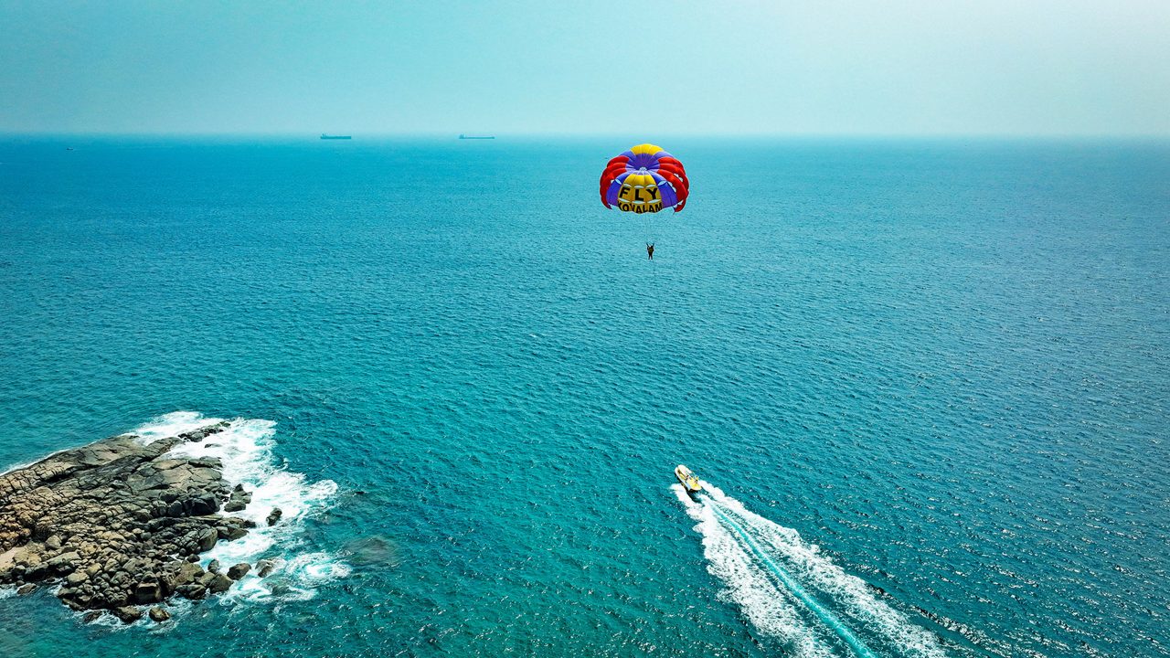 Water activity zone near Kovalam Beach