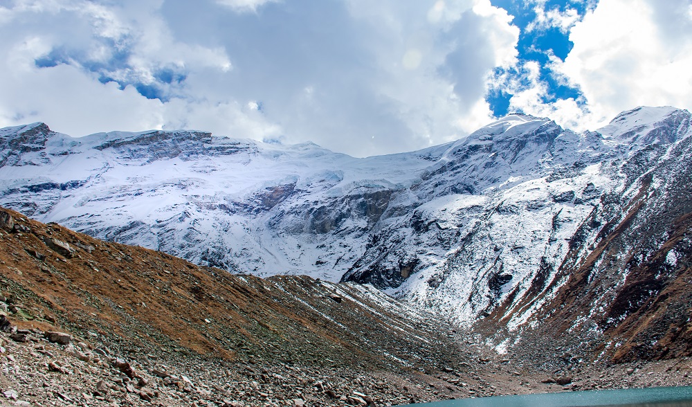 Icefield and moraine view near Laka Glacier in Spiti