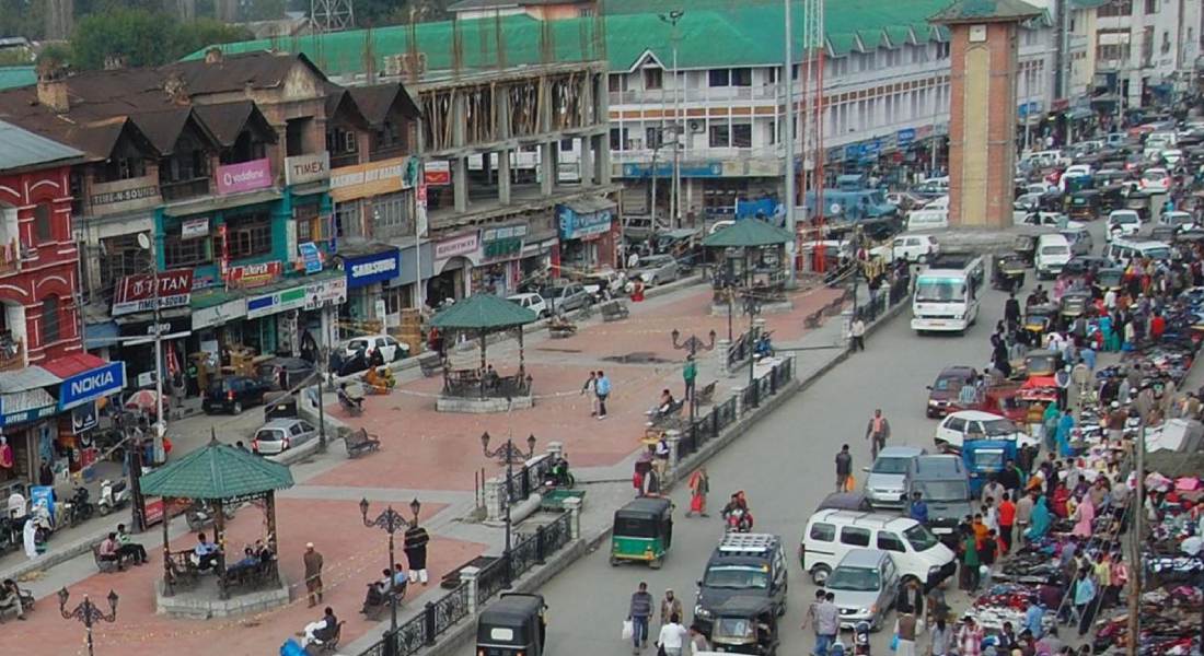 Busy market lanes and local shops around Lal Chowk Srinagar